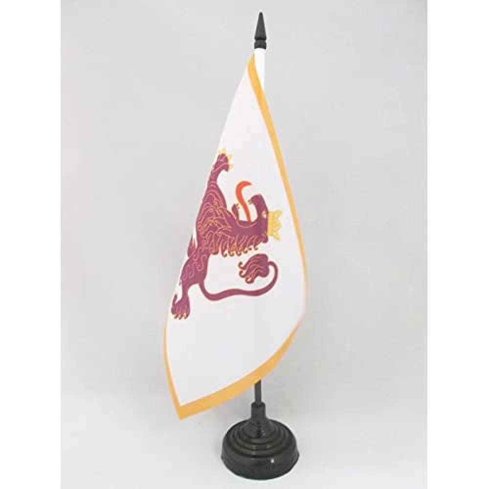 AZ FLAG Kingdom of León 910-1230 Table Flag 5'' x 8'' - Leonese Office Decoration 100% Polyester 21 x 14 cm - Mini Desk Flag with Pole and Black Plastic Base