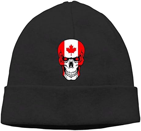 CANADIAN SUGAR SKULL Unisex Warm Winter Hat Knit Skull Beanie Slouchy Beanie Hat/Cap Black
