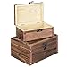 MyGift Set of 2 Rustic Brown Wood Decorative Nesting Storage Boxes, Jewelry and Trinket Wooden Chests with Latch