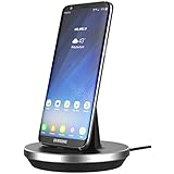 Samsung Galaxy S8 / S8 Plus Charger, Encased (PowerMate Elite) Case Friendly Adjustable Desktop Charging Dock (quick charge compatible) (Aluminum Black)
