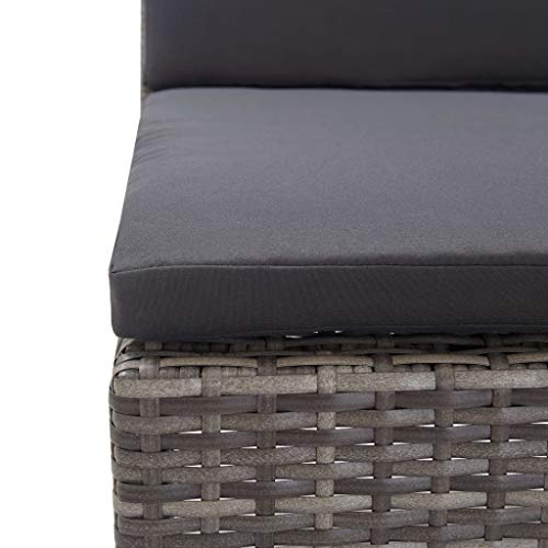 Tidyard 3-TLG. Poly Rattan Lounge Set, Modulare Gartenlounge 3 Sitzer Sofa, Sofa-Mittelstück Fußstütze Kissen Grau – Bild 8