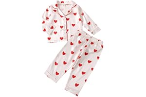 Nokpsedcb Toddler Girl Cute Long Sleeve Button Down Pajamas Set Lounge Set Sleepwear Nightwear