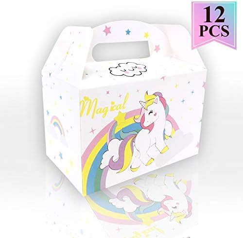 Unicorn Birthday Party Supplies 12pcs Unicorn Party Treat Boxes Birthday Party Favors Popcorn Candy Boxes White Goodie Boxes Gift Boxes for Baby Shower-Unicorn Party Favors for Girls