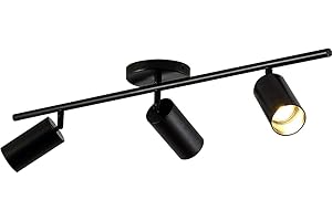 BOKT Modern Matte Black 3 Lights Adjustable LED Track Lighting Kits Industrial 3 Ways Flush Mount Ceiling Spotlights Multi-Spot Ceiling Track Light Fixture