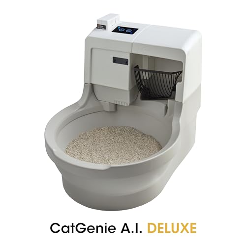 CatGenie A.I. Self-Cleaning Cat Litter Box with App Control, Automatic Self Washing, Flushing and Drying System, Reusable Washable Granules, No Scooping or Litter Replacement