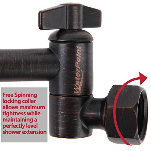 Adjustable Shower Arm by WaterPoint, 11+ Inch Oil Rubbed Bronze Finish Brass Shower Head