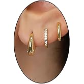 Small Gold Hoop Earrings Set for Women,Gold Chunky Huggie Hoops Earrings Trendy Open Hoops Earring Jewelry