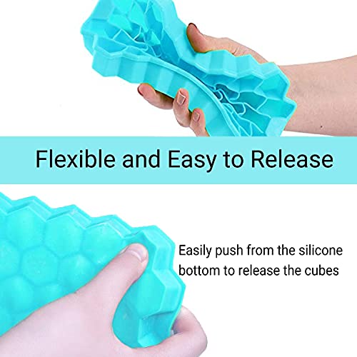 Ice Cube Trays, Silicone Ice Cube Molds with Lids, Reusable Ice Maker 74-Ice Trays BPA Free, for Whiskey, Cocktail, Jelly and Chocolate Stackable, Flexible, Safe Ice Cube Tray, Easy to Release