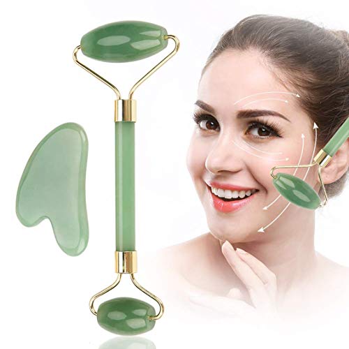 Deyace Jade Roller for face and Gua Sha Scraping Massage Facial Tools Set, Anti-Aging jade Beauty Skincare Tool to Rejuvenate Facial Skin Cooling, Slimming & Firming - Thumbnail 6