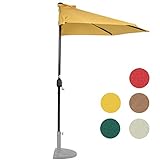 Sundale Outdoor 9 Feet Steel Half Patio Umbrella with Crank, 5 Steel Ribs (Yellow)