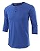 HETHCODE Men's Casual Raglan Fit Soft Baseball 3/4 Sleeve Active Sports Henley T-Shirts Tee Heather Blue XL