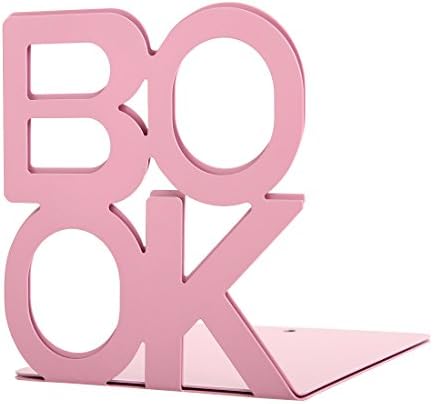 Phyxin Nonskid Bookends, Book Letter 5-Inch Standard Office Home Student Art Bookends Gift,1 Pair (Pink)