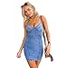 Flymall Women Blue Jean Legging Strapless Mini Dress (M)