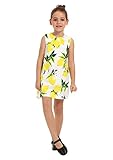 Ephex Little Girls Summer Cheerful Pops Lemon Print Shift Dress 3-8T