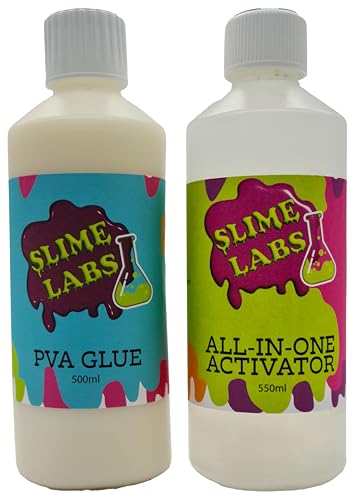 Ultimate Slime Activator Kit For Making all Slimes, including Floam, Flubber, Butter, Clear, Rainbox - (500ml Glue/550ml Activator, Glue and Activator)