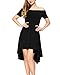 Mixfeer Women Off The Shoulder Dress High Low Cocktail Dress High Low Skater Dress Black