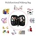 Solofish Small Makeup Brush Bag, Travel Cosmetic Bag for Women Makeup Bag with Brush Compartment Belt Strap Holder Removable Net Pocket for Travel Home Gift (Black)
