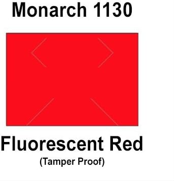 200,000 Monarch 1130 Compatible Fluorescent Red General Purpose Labels for Monarch 1130 Price Guns. Full Case + 8 Ink Rollers. with Security Cuts.
