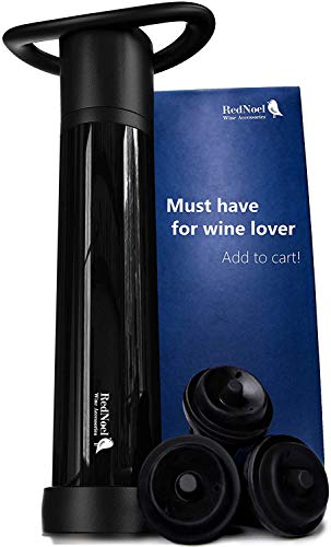 Wine Vacuum Bottle Preserver Saver - For Wine Preservation - Best Wine Sealer Kit - With 3 Vacuum Re-usable Wine Stoppers - Black