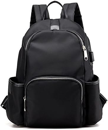 Women Girls Casual Water Resistant Nylon Backpack Purse Travel Work College Shool Bag (black)