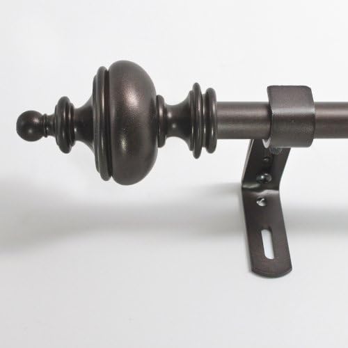 Decopolitan Urn 5/8" Curtain Rod Set, 26 to 48 Inches, Toasted Copper
