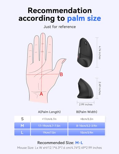 TECKNET Ergonomic Mouse, 4800 DPI Vertical Mouse with 5 Adjustable DPI Wireless Mouse with 6 Buttons 2.4G Silent Computer Mouse for Laptop,Notebook,Desktop, PC, MacBook Windows Mac Chromebook Linux
