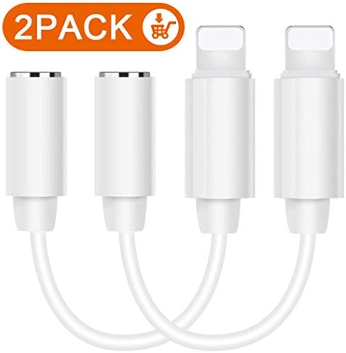 Tenwow Compatible Headphone Jack Adapter to 3.5mm Converter Earbuds Adaptor Replacement Extender Jack Stereo Dual Adapter & Splitter for Phone 7/7P/8/8P/X 【Audio+Volume control】Support IOS 11 or Later