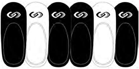 Pack of 6 Casual Low Cut No Show Unisex Socks - Cute Design Non Slip Dri Fit Casual Ankle Crew Socks - Black White / 10-13