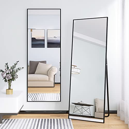 Beauty4U 65" x 24" Full Length Mirror with Stand, Black Wall Mounting