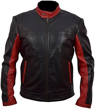 NorthernFinch Men's Knight Red n Black Batman Real Leather Jacket Faux Black 5X-Large