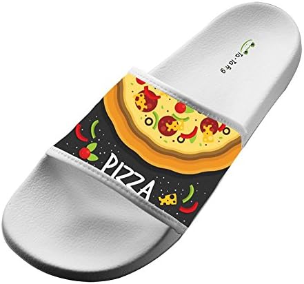 KOUY Summer Unisex Spicy Pizza Home Slippers Bath / Beach Non Slip Slide Sandals