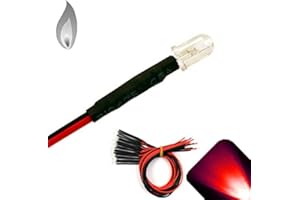 LIGHTHOUSE LEDS 5mm 12v Pre-Wired Flickering/Candle Red LED - Ultra Bright (Pack of 10)