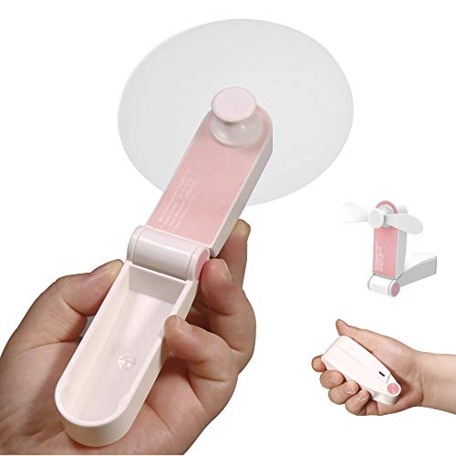 Skoloo Mini Handheld Fan, Electric Quiet Personal Battery Operated Fan, Mini Fan USB Rechargeable, Folding Hand Fans Portable Fan for School & Office, 2 Modes, Pink - Thumbnail 6