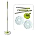 JOYCLEAN Spin Magic 360 Easy mop Handle and easywring mop Head Replacement for Both Hand Press and Pedal mop Buckets (Green Set with 1 Max. 4.7ft Pole, 2 Microfiber mop Head,)