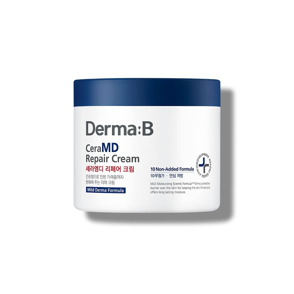 Derma B CeraMD Repair Body Cream | Unscented Hydrating & Moisturizing Cream for Dry Skin | Relieves Itchiness | Fragrance Free with Ceramide & Panthenol | Korean Skin Care | 14.54 fl oz (430ml)