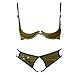 paloli 2 Piece Sexy Lingerie Set for Women Bra and Panty Set Babydoll-Open Thong Army Green, Large
