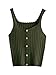 SweatyRocks Women's Sleeveless Vest Button Front Crop Tank Top Ribbed Knit Belly Shirt Army Green One Size