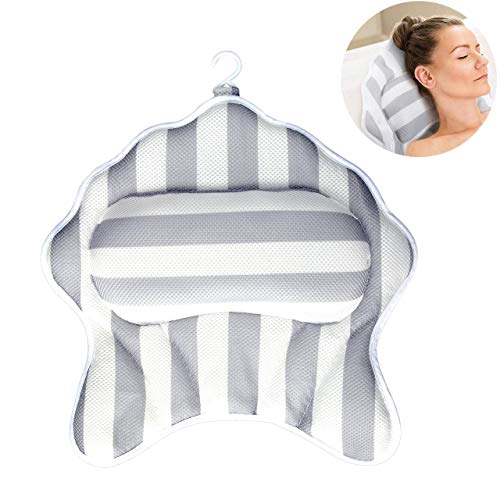 Luxurious Bath Pillow for Women & Men, Ergonomic Bathtub Cushion for Neck, Head & Shoulders