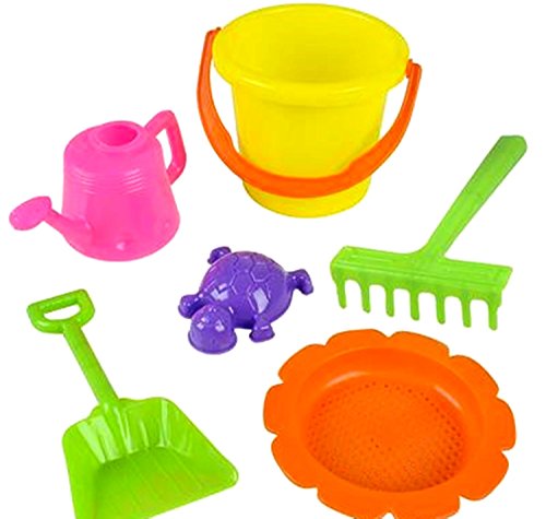 JEWELS FASHION 6 Piece Beach Sand Toy - Fun & Creative Shapes & Sculptures-Set Includes: Bucket, Rake, Shovel, Watering Can, Sand Sifter, and Turtle Sand Mold - Thumbnail 5