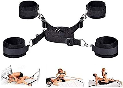 Bed Rêštráint Set Fun and Romantic Game, Bed R-ē-str-á-int B-ō-ń-d-ā-g-ê Str-à-ps for Him or Her Soft & Comfortable, Black