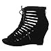Beston CB85 Women's Peep Toe Lace Up Cut Out Gladiator Wedge Heel Ankle Booties