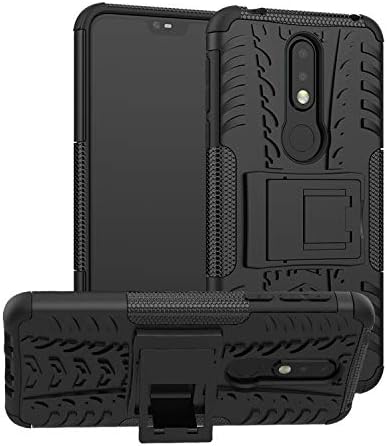 Prime Retail Nokia 7.1 Prime Retail Hybrid Armor Back Cover Case with Kickstand Wheel Pattern for Nokia 7.1 (Black)
