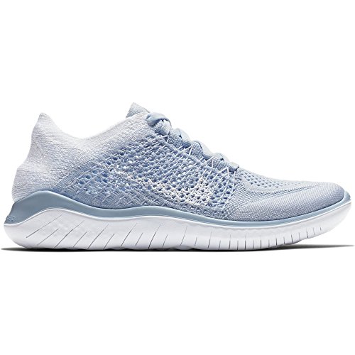 NIKE Women's Free RN Flyknit 2018 Hydrogen Blue/White-White 6.0