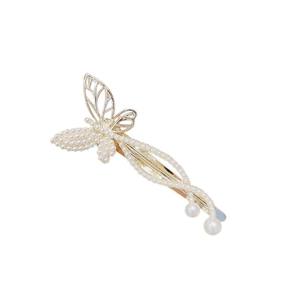 Pearl Butterfly Hair Clip Hair Pin for Woman Girls Wedding Parties Butterfly Hair Barrettes Hollow Butterfly Hair Pin Hair Decorative Hairpin Barrette Gold Tone