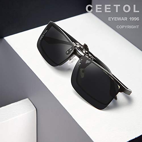 Clip on Polarized Sunglasses For Driving - Flip Up Rimless Sunglasses for Prescription Glasses (Grey-1, 2.4)