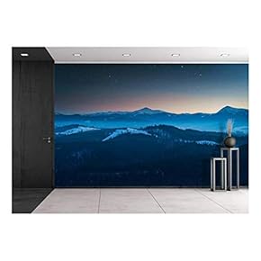 Nature Landscape Under Starry Sky - Removable Wall Mural | Self-Adhesive Large Wallpaper - 66x96 inches