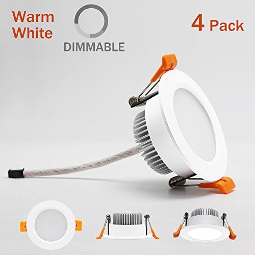 Recessed LED Downlight - 4 Pack, 110V/5W 2.56~3 inch, Easy Installation, Firmly Locked LED Dimmable Lighting, as 3000K Warm White LED Ceiling Down Lights with LED Driver