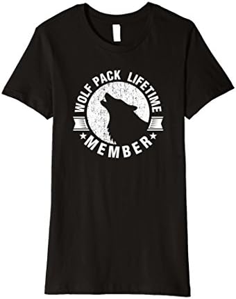 Women's Lifetime Wolf Pack Member Distressed Howling T-shirt Medium Black