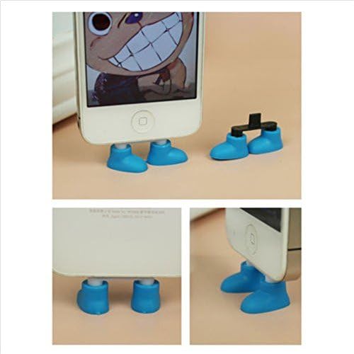 Cartoon Candy Color Shoes Style Stand Holder Mobile Phone Data Port Anti Dust Plug Stopper Cap for Iphone 5/5C/5S (blue)