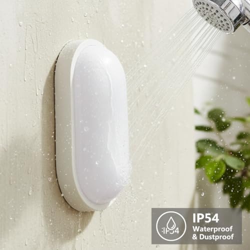 Heyseven Waterproof Outdoor LED Ceiling Light IP54 20 W 2000 LM, Natural White Wall Lamp 4000 K, Lights for Outdoor/Indoor Garden, Bathroom, Kitchen, Garage, Stairs, Hallway and Basement – 2 Pieces